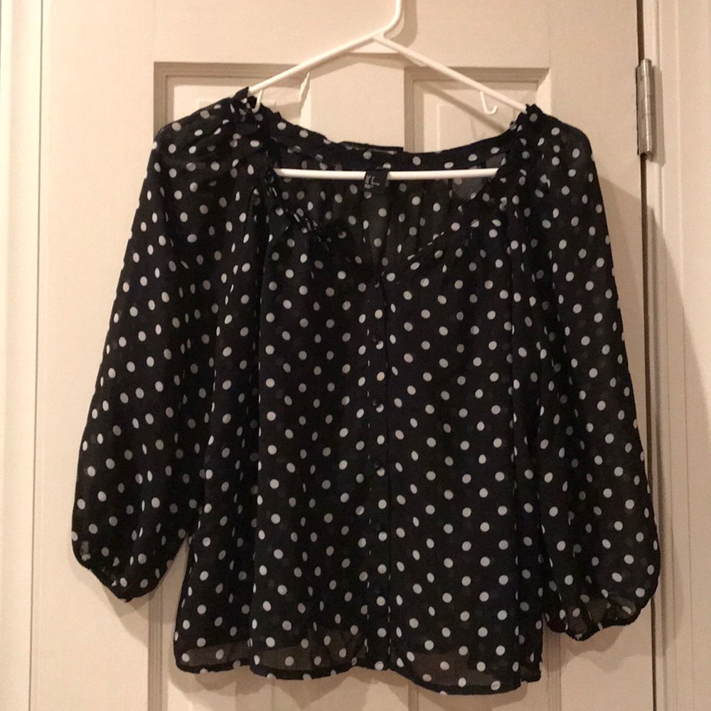 H&M Polka Pot Button Up Blouse